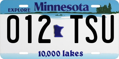 MN license plate 012TSU