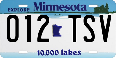 MN license plate 012TSV