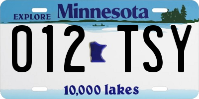 MN license plate 012TSY