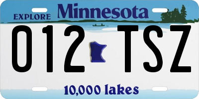 MN license plate 012TSZ