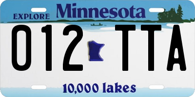MN license plate 012TTA