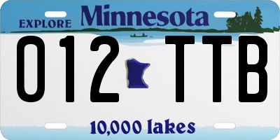 MN license plate 012TTB