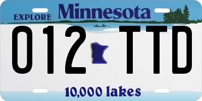MN license plate 012TTD
