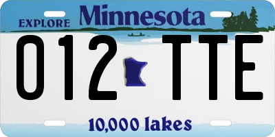 MN license plate 012TTE
