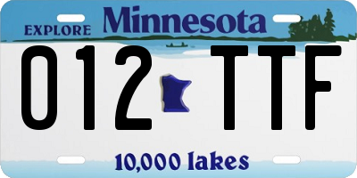 MN license plate 012TTF