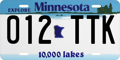 MN license plate 012TTK