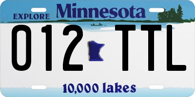 MN license plate 012TTL