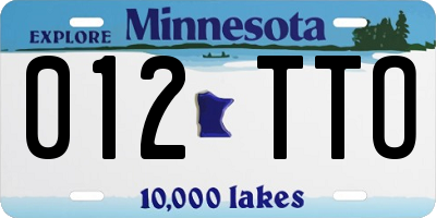 MN license plate 012TTO