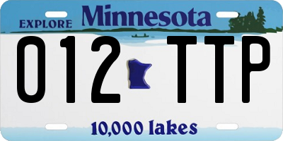 MN license plate 012TTP