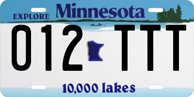 MN license plate 012TTT