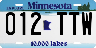 MN license plate 012TTW