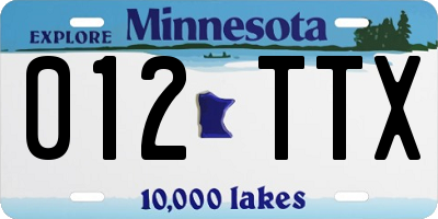 MN license plate 012TTX