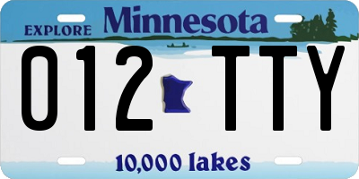 MN license plate 012TTY
