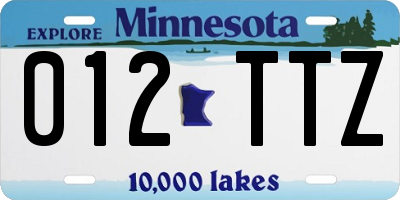 MN license plate 012TTZ