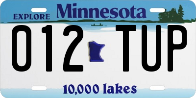 MN license plate 012TUP