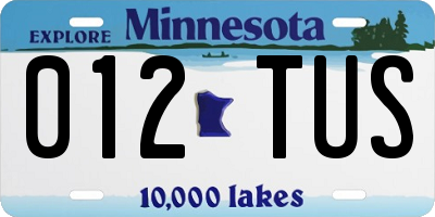MN license plate 012TUS