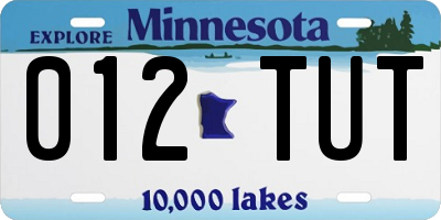 MN license plate 012TUT