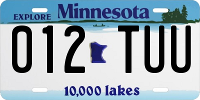 MN license plate 012TUU