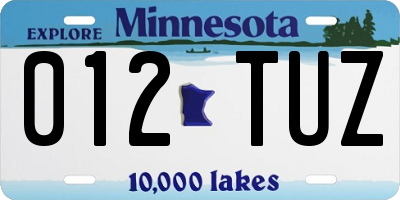 MN license plate 012TUZ