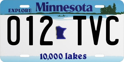 MN license plate 012TVC