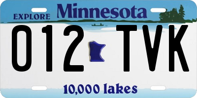 MN license plate 012TVK