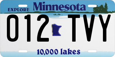 MN license plate 012TVY