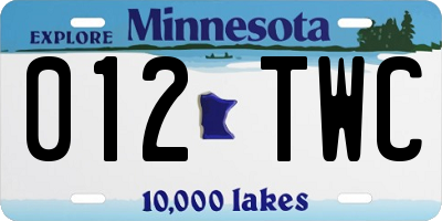 MN license plate 012TWC