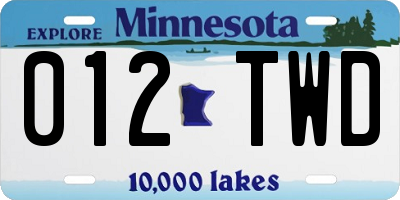 MN license plate 012TWD