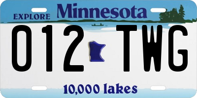 MN license plate 012TWG