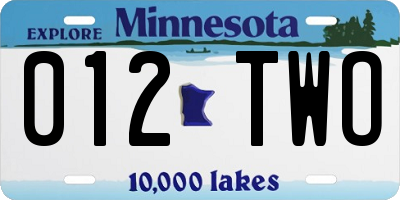 MN license plate 012TWO