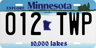 MN license plate 012TWP