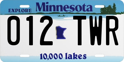 MN license plate 012TWR