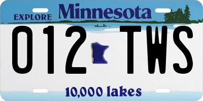 MN license plate 012TWS