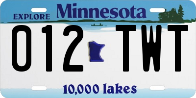 MN license plate 012TWT