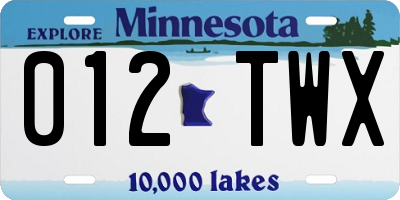 MN license plate 012TWX