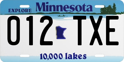 MN license plate 012TXE