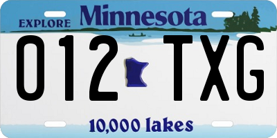 MN license plate 012TXG