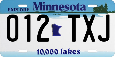 MN license plate 012TXJ