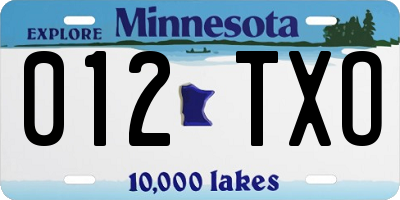 MN license plate 012TXO