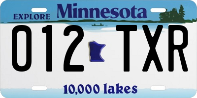 MN license plate 012TXR