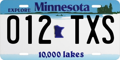 MN license plate 012TXS