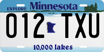 MN license plate 012TXU
