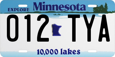 MN license plate 012TYA