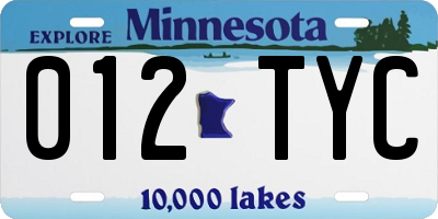 MN license plate 012TYC
