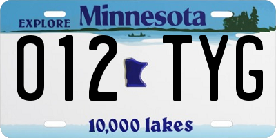 MN license plate 012TYG
