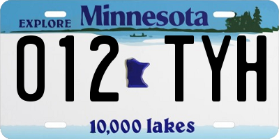 MN license plate 012TYH