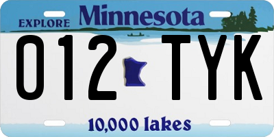 MN license plate 012TYK