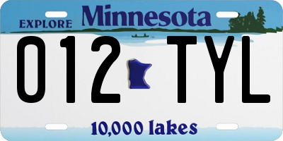MN license plate 012TYL