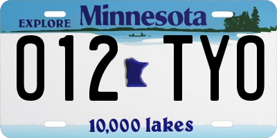 MN license plate 012TYO