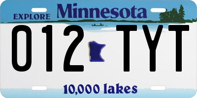 MN license plate 012TYT